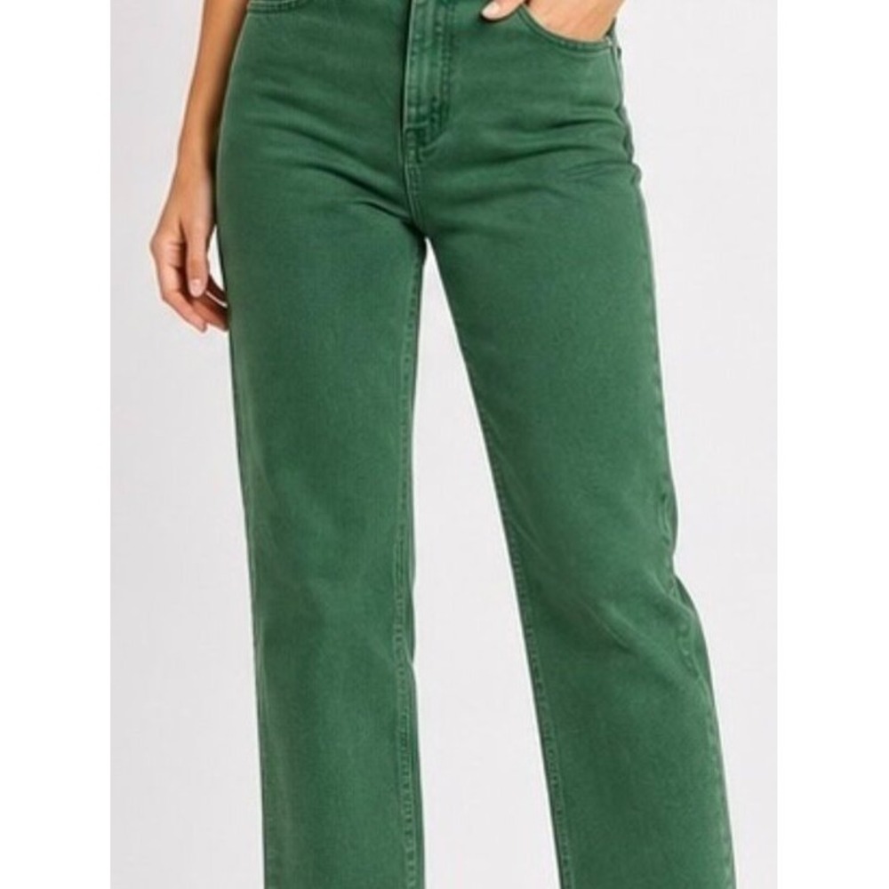 Zara Women's Green Straight Leg Jeans Size 6 29 Long High Rise Denim